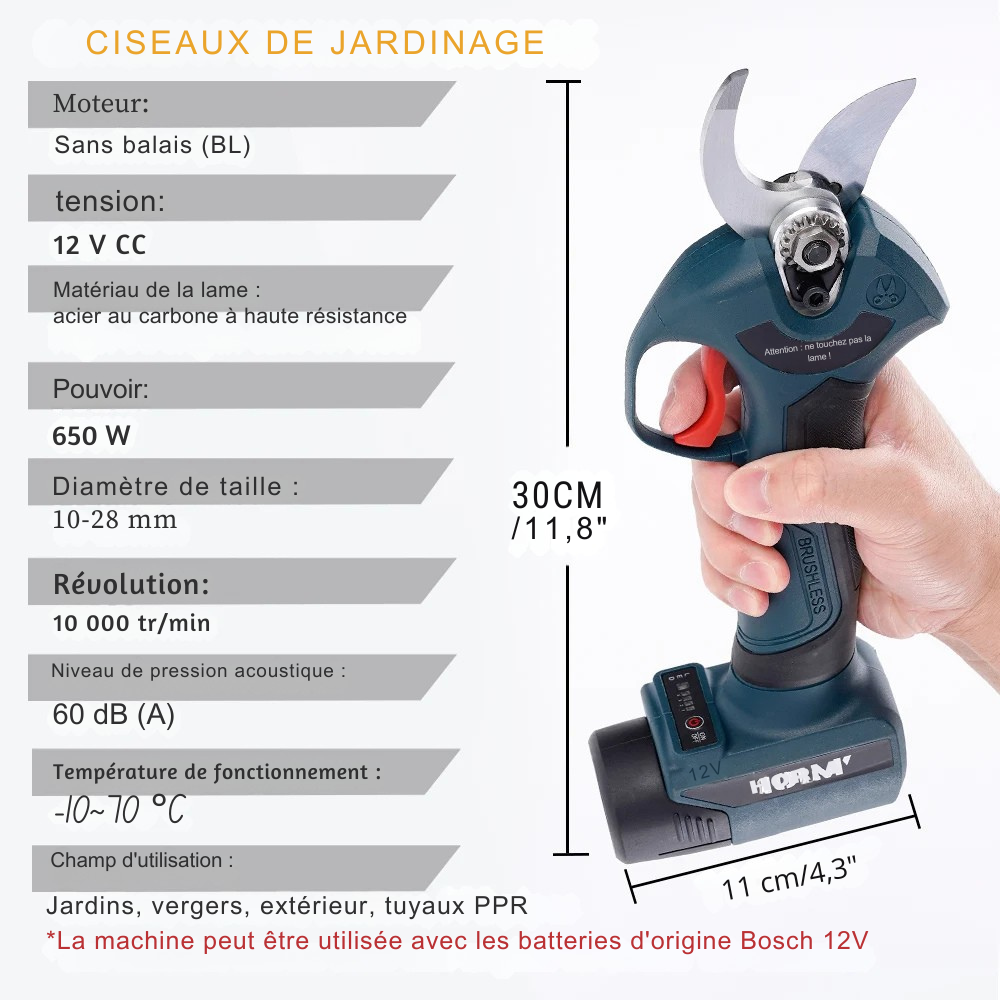 Sécateur Électrique Pro : Taille Rapide & Précise, Puissance Bosch sans Fil 