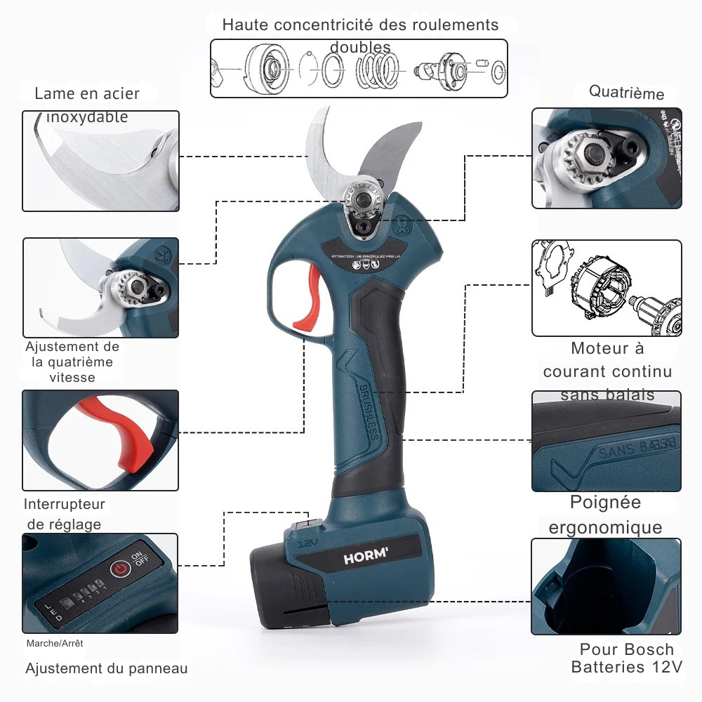 Sécateur Électrique Pro : Taille Rapide & Précise, Puissance Bosch sans Fil 