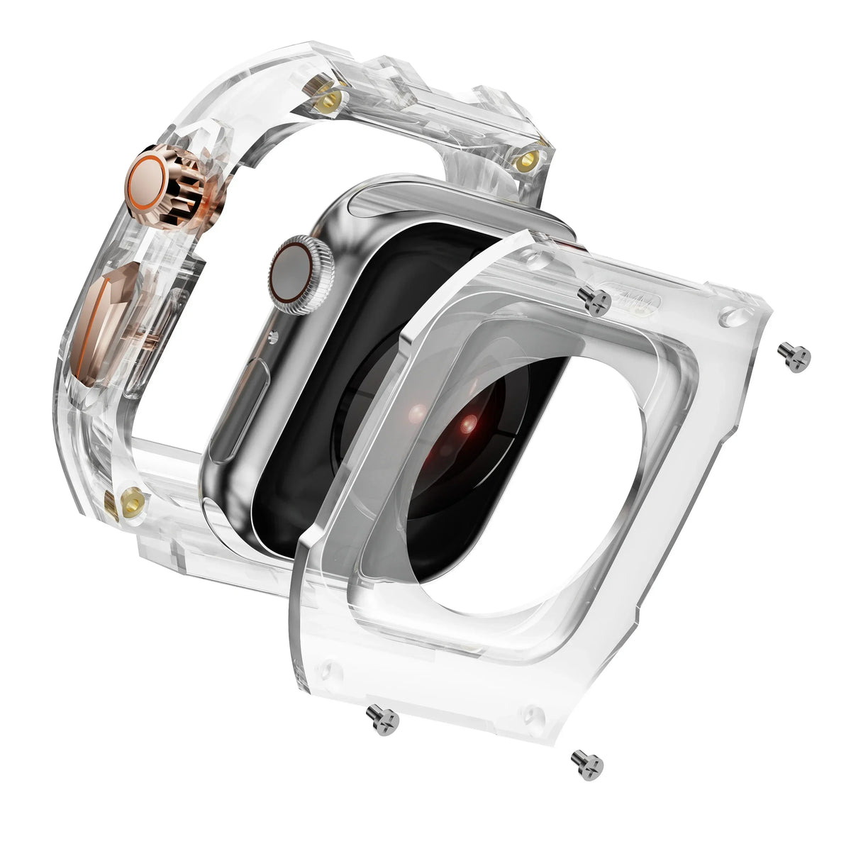 Transparent Modification Kit for  Watch Ultra Series 9, 8, 7 (49mm, 44mm, 45mm) with Strap and Case for iWatch Series 6, 5, 4 Rubber Band Upgrade