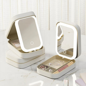 GlamBox - Organisateur Beauté avec Miroir LED | ClickBoutik